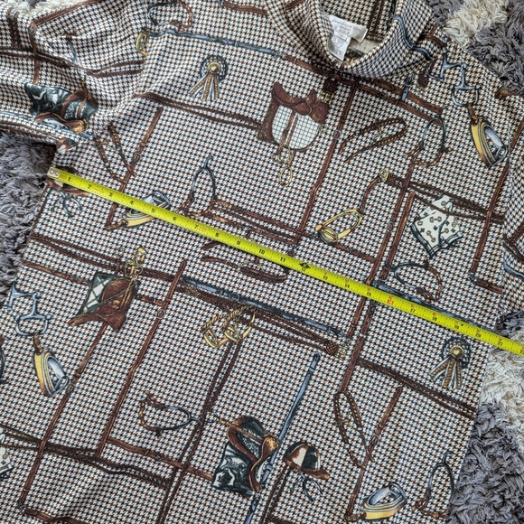 Jones New York Sport 100% Cotton Equestrian Print Long Sleeve Tunic Turtle Neck - Picture 8 of 10